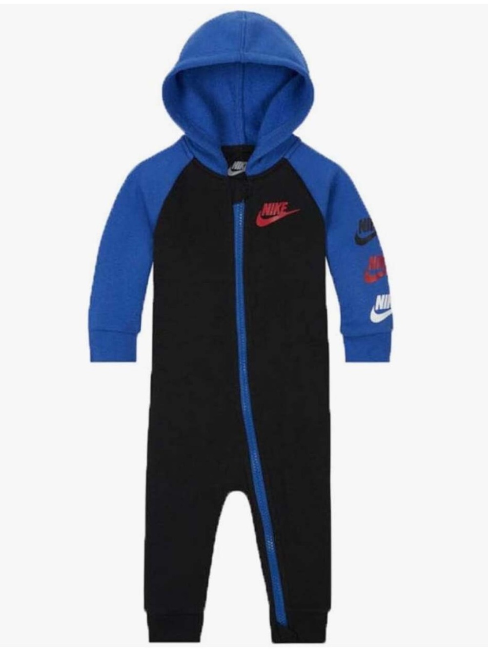 NIKE Baby Boy Futura Long Sleeve Zip Hooded Coverall